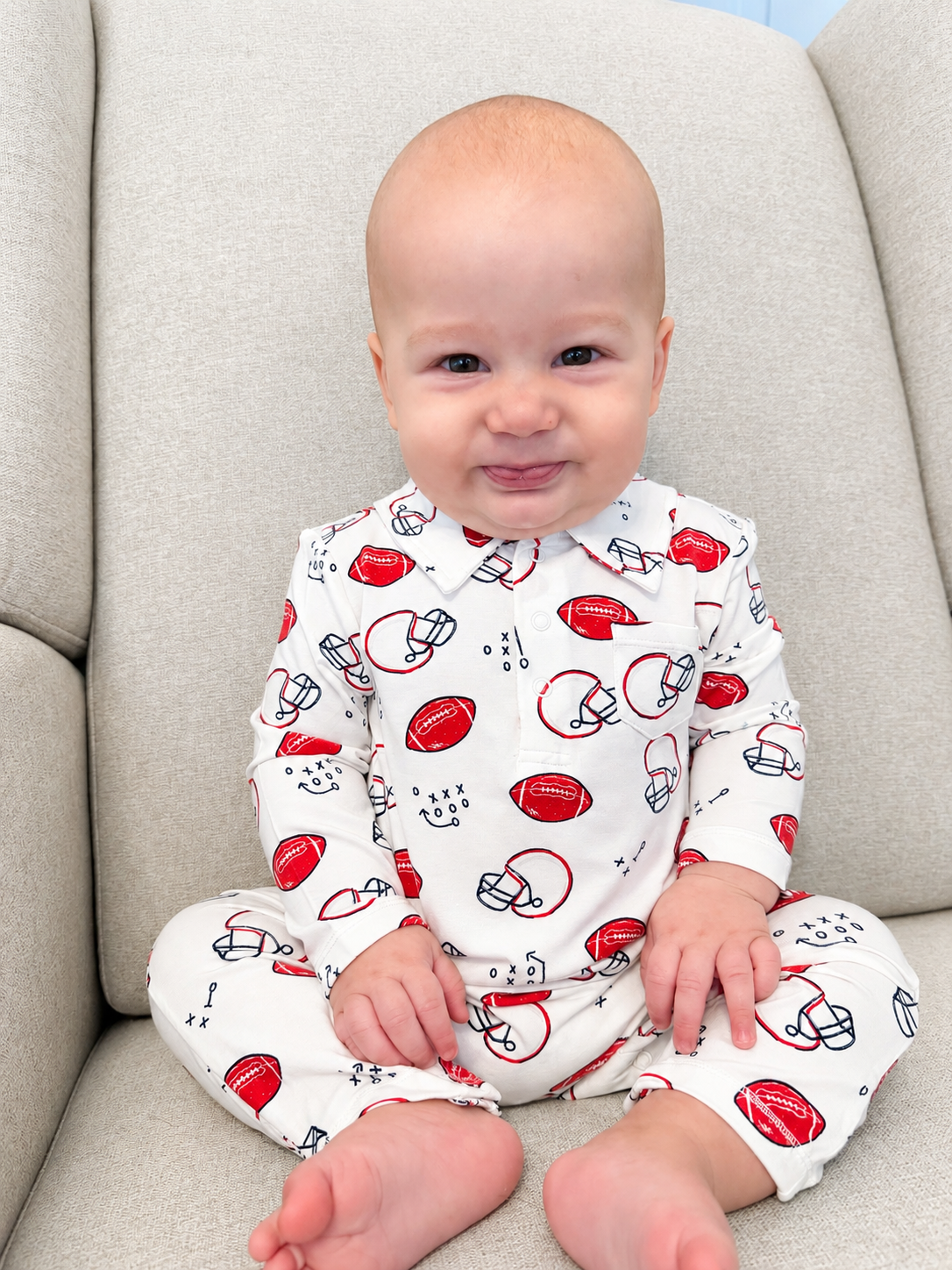 Touchdown Time  Polo Romper