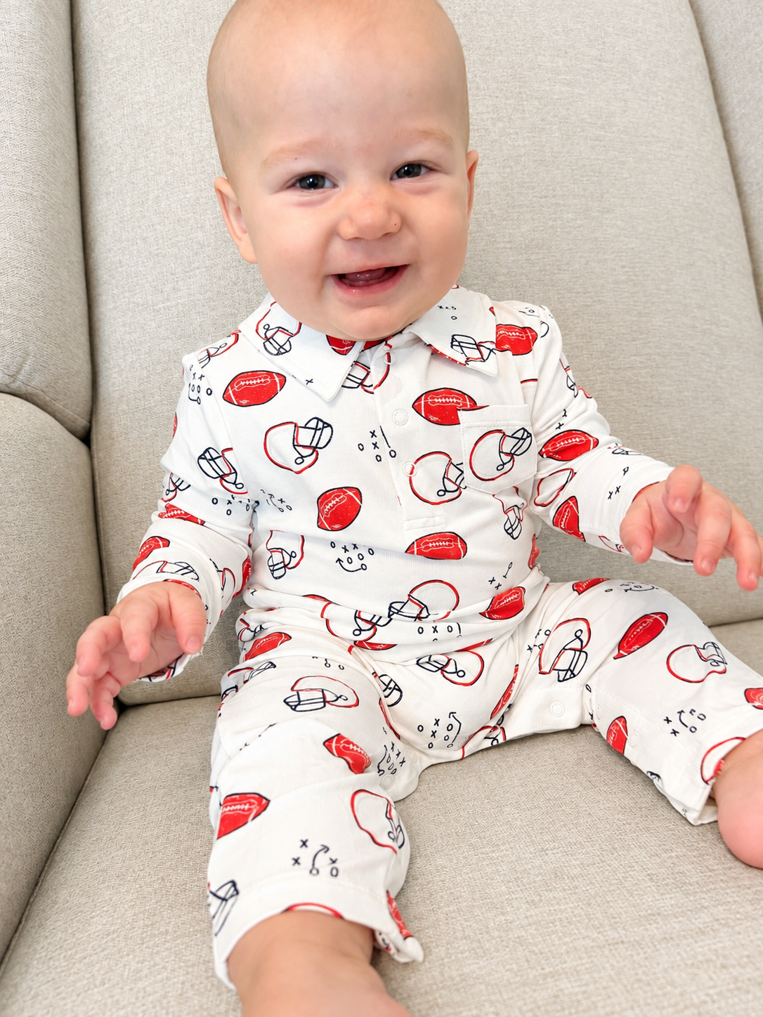 Touchdown Time  Polo Romper