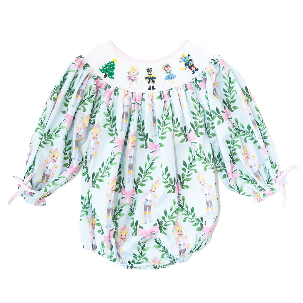 Girls Nutcracker & Bows Smocked Bubble