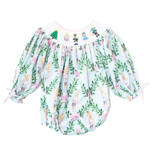 Girls Nutcracker & Bows Smocked Bubble