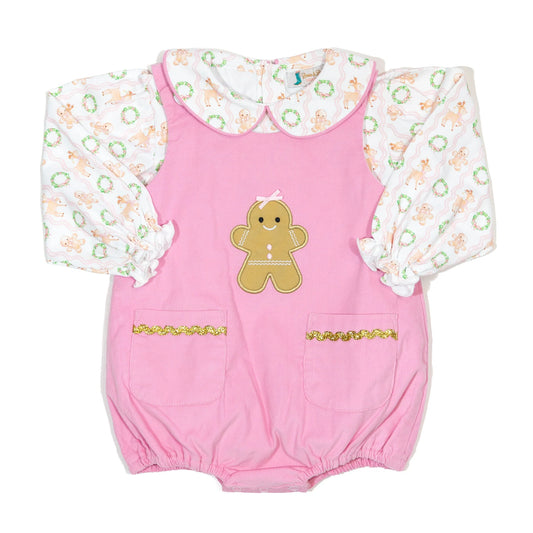 Girls Pink Gingerbread Corduroy Bubble Set