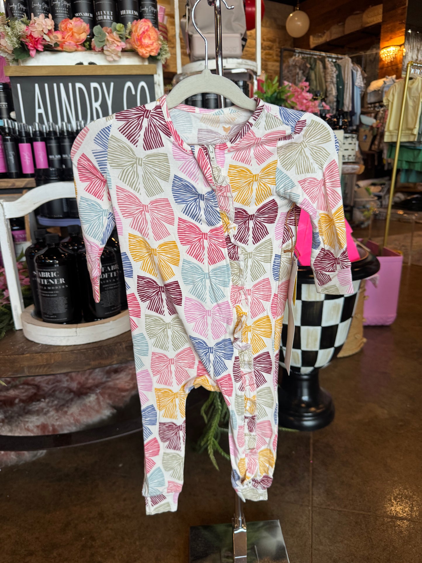 bright multi bow romper