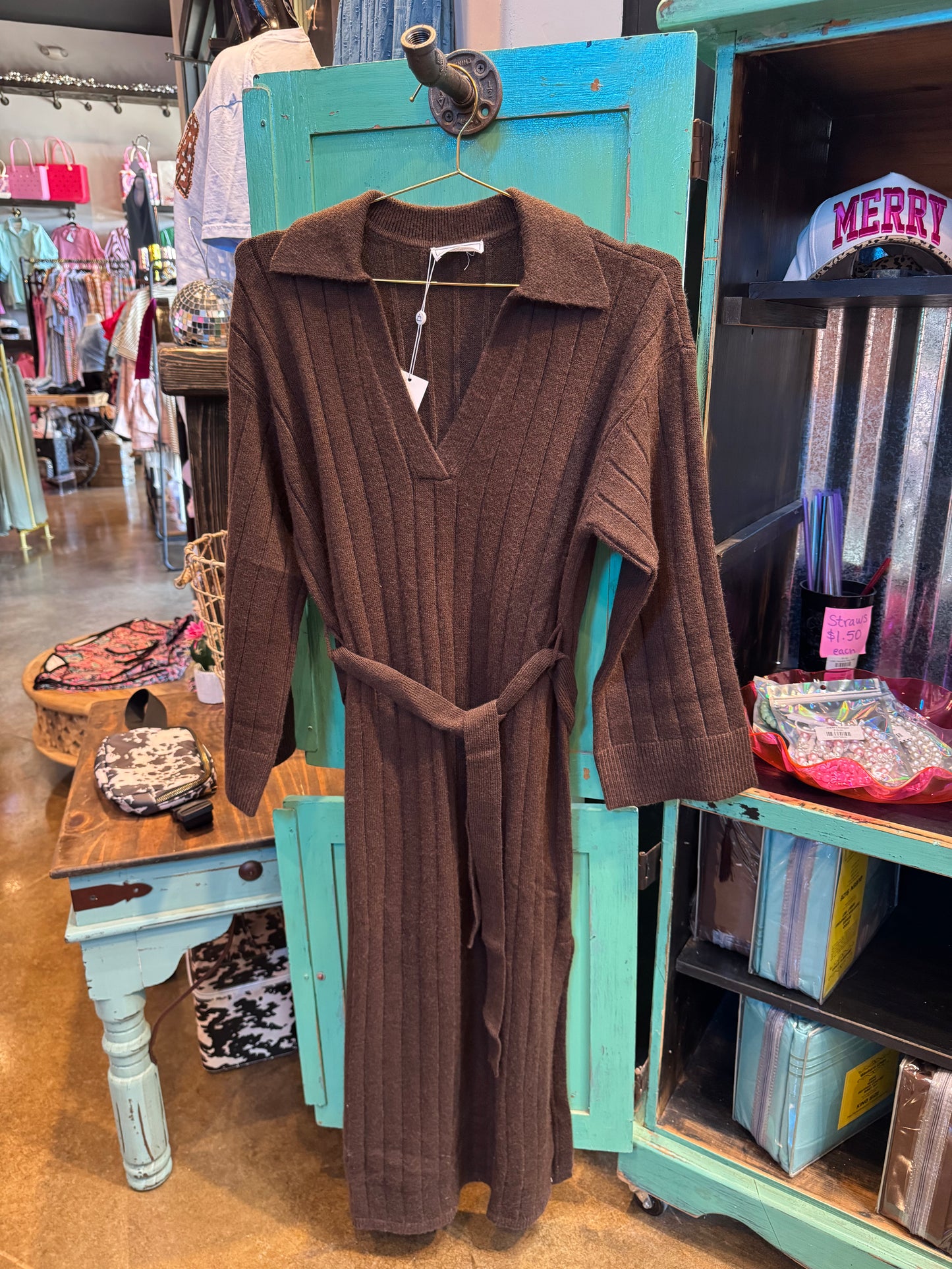 Amber Tied Sweater Midi Dress