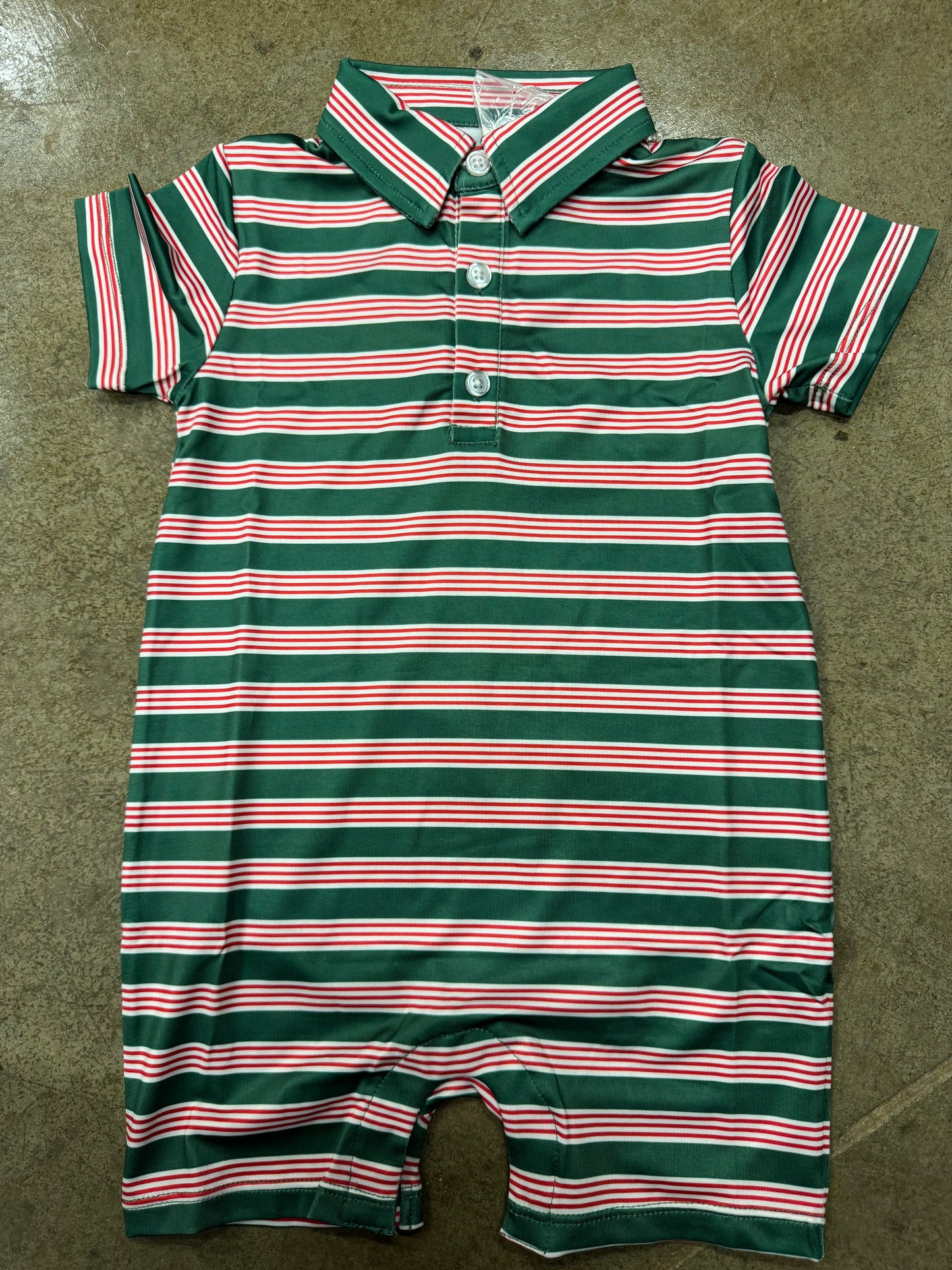 knox romper red+ green stripes