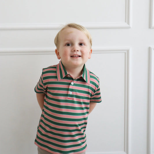 kyle polo red and green stripes