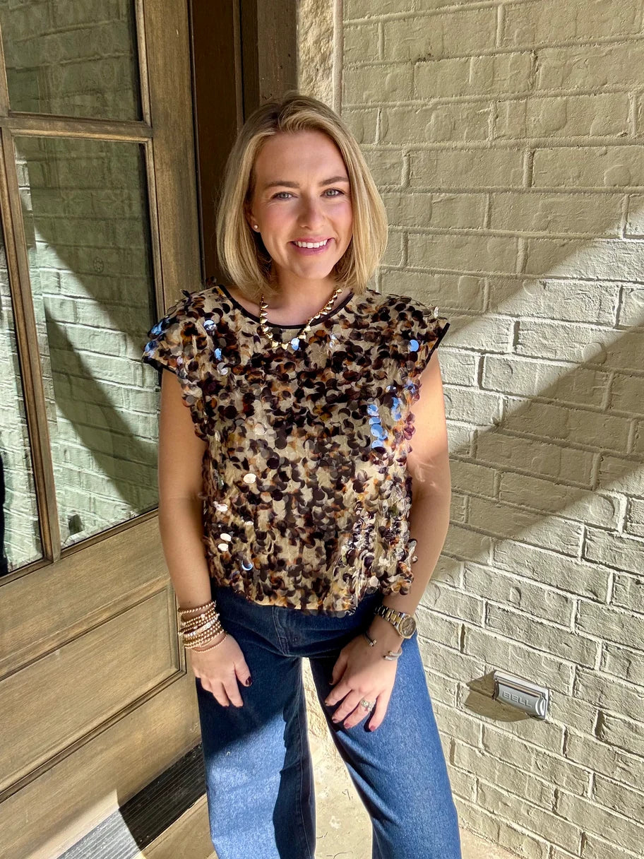Hatti Tank Tortoise Shell Sequin