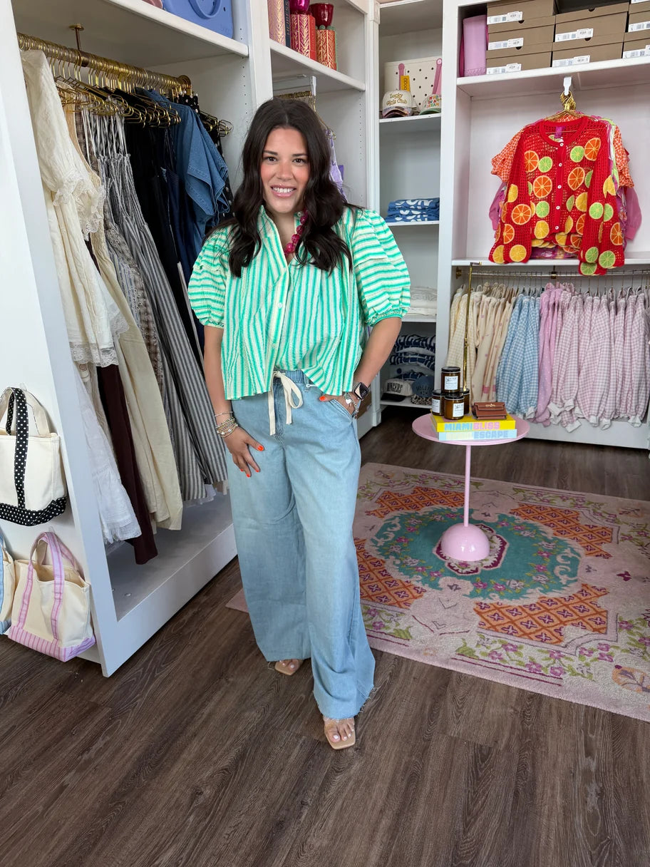 Seersucker Stripe Top