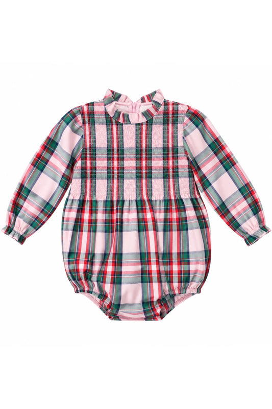 chrismas plaid pink ivy bubble