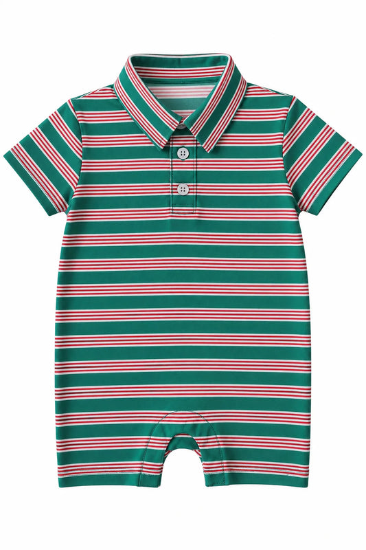 knox romper red+ green stripes