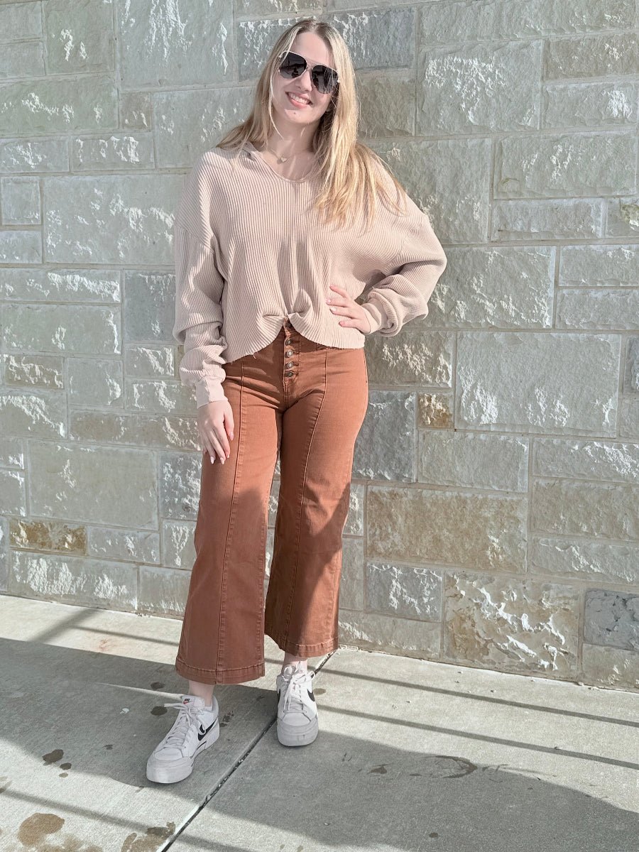 Mineral Washed Cropped Waffle Knit Hoodie