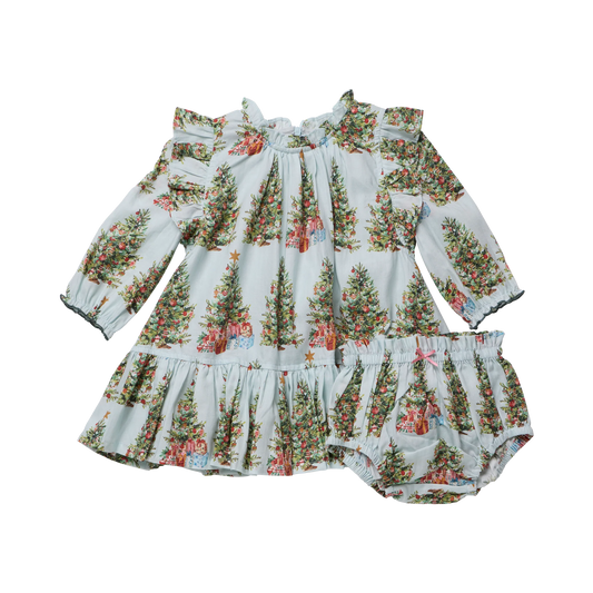 Baby Girls Harper Dress Set trees and presents