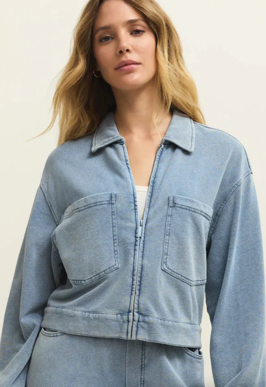 Heritage Knit Denim Jacket Ocean Air Indigo