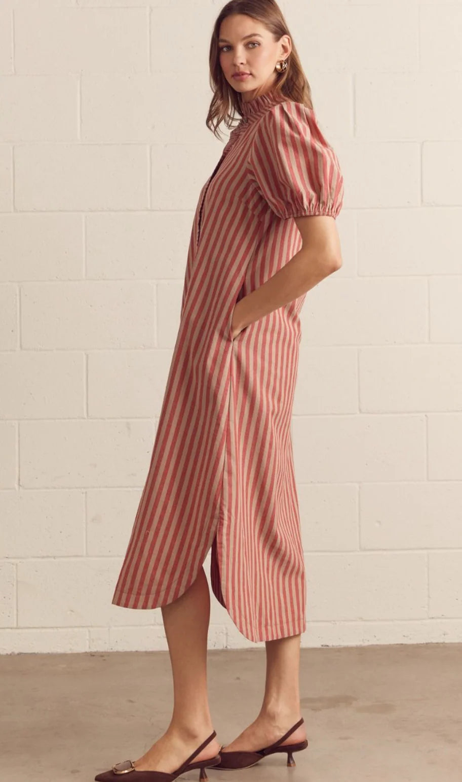 Lenae Brick Striped Midi
