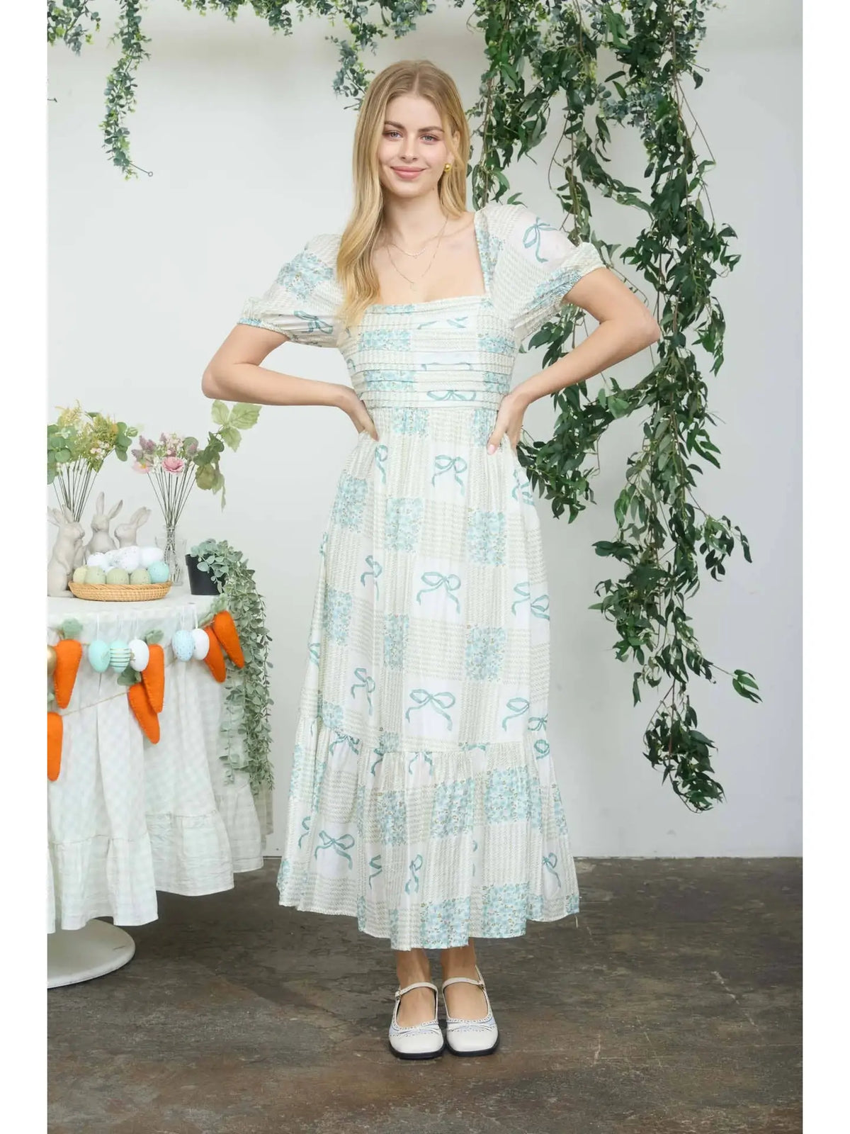 What A Dream Blue Bow Detail Midi Dress