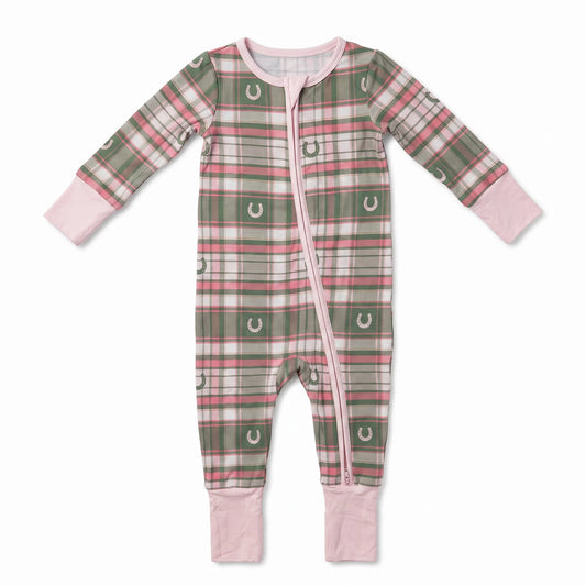 Zipper Romper - Horseshoe Plaid Boys/Girls