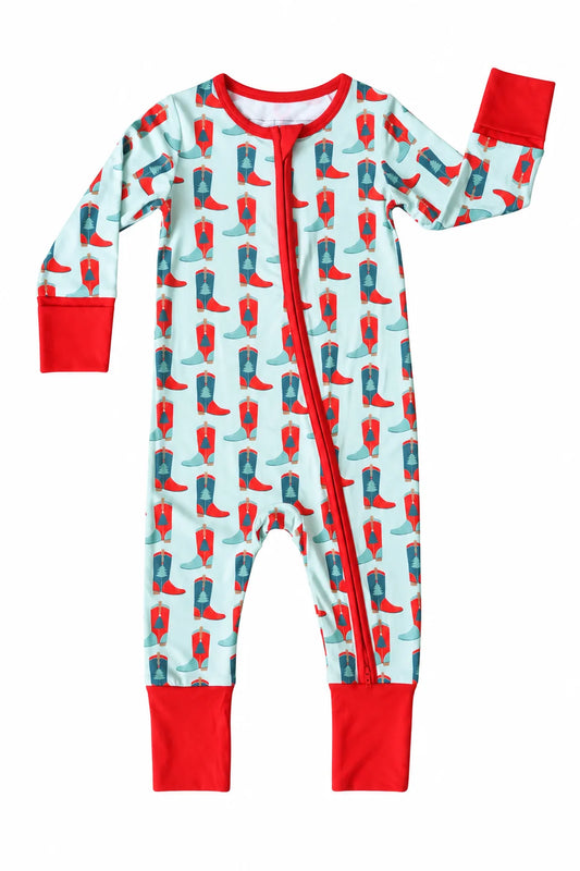 holiday boots green zipper romper