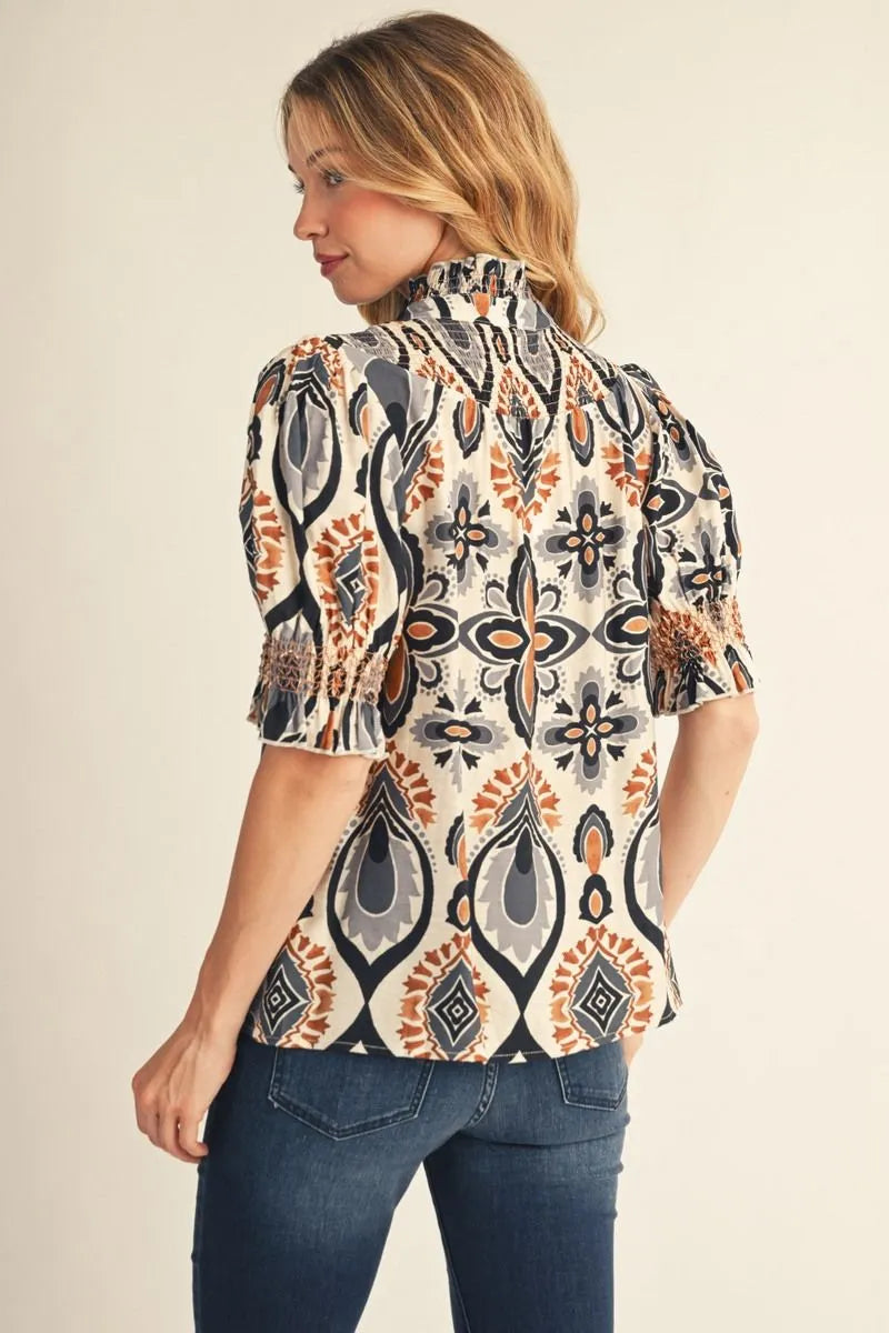 Jodifl V neck boho print blouse