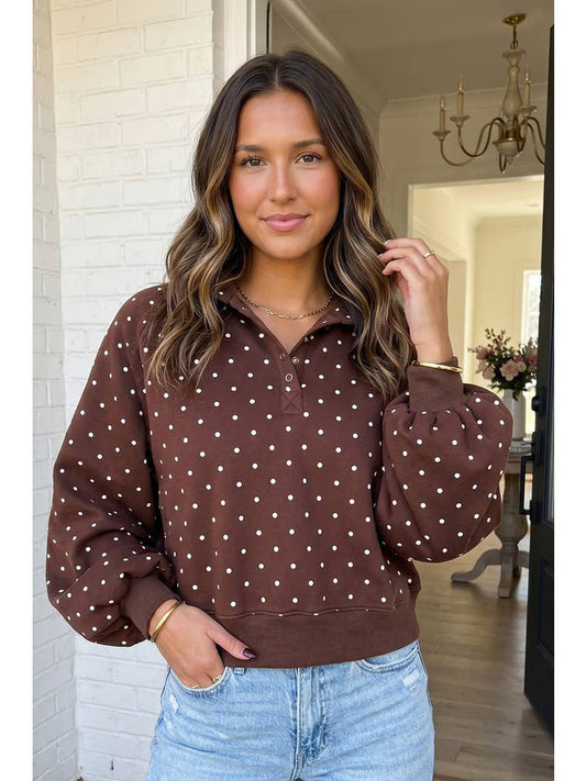 Chocolate Chip Polka Dot Pullover Sweatshirt