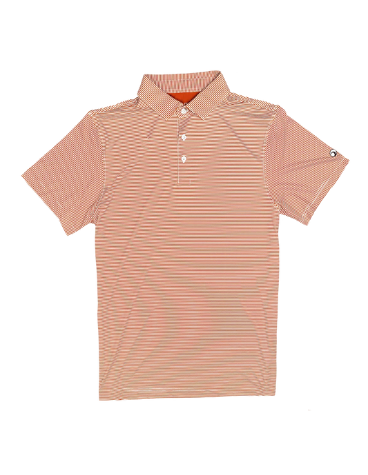 Hairline Stripe Polo Orange and White