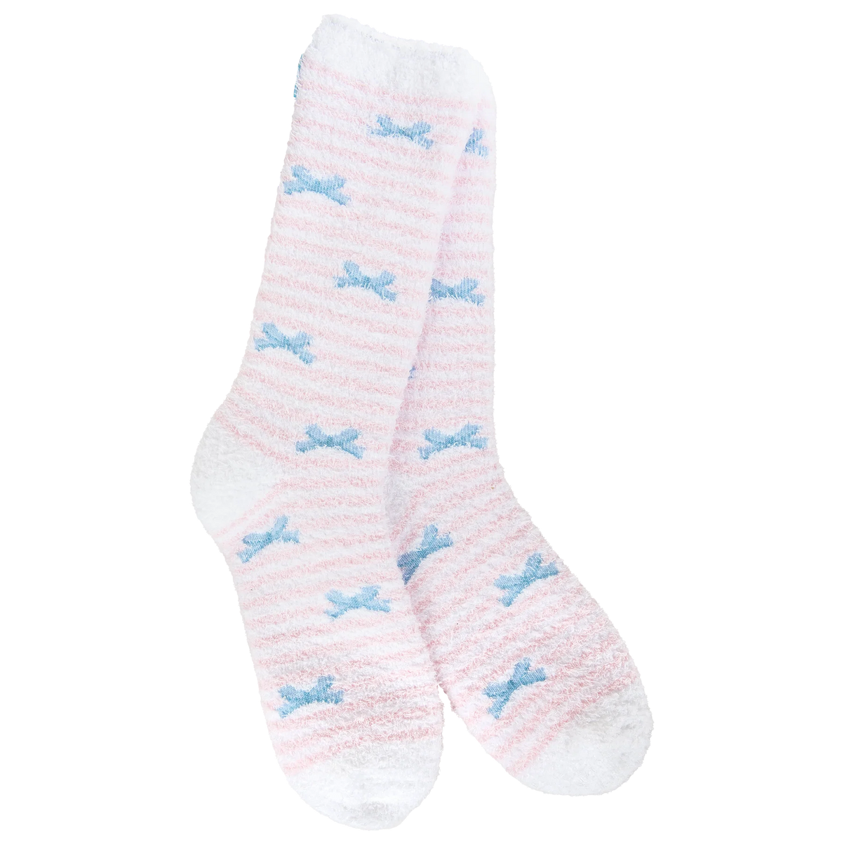 Ribbon Stripe Blue Bow Worlds Softest Socks
