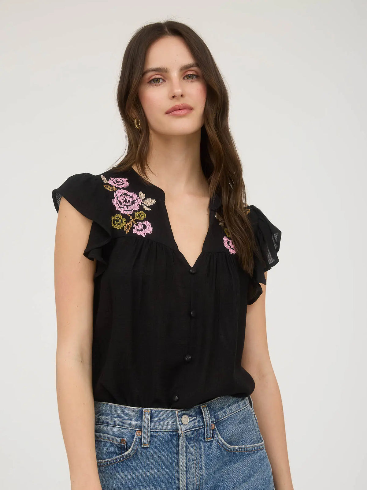 Simply Perfect Black Floral Top